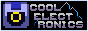 a black background with a white border and prototype from oneshot on the left side with "cool" "elect" (newline) "ronics" all staggered and using a gradient that matches prototype's colour scheme with what appears to be a mountain in the background